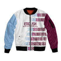 English European Football Sleeve Zip Bomber Jacket Sublimation Blue Maroon Stripes Effect