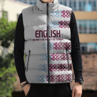 English European Football Sleeveless Puffer Jacket Sublimation Blue Maroon Stripes Effect