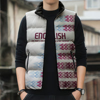 English European Football Sleeveless Puffer Jacket Sublimation Blue Maroon Stripes Effect