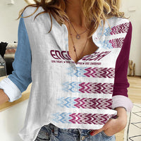 English European Football Women Casual Shirt Sublimation Blue Maroon Stripes Effect