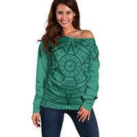 El Tri Mexico World Football 2026 Off Shoulder Sweater Simple Calendario Azteca-inspired
