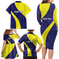 Felis dia di Bandera Curacao Personalized Family Matching Long Sleeve Bodycon Dress and Hawaiian Shirt Curacao Flag Style - Wonder Print Shop