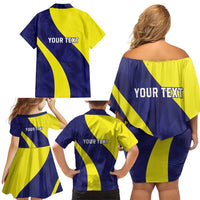 Felis dia di Bandera Curacao Personalized Family Matching Off Shoulder Short Dress and Hawaiian Shirt Curacao Flag Style - Wonder Print Shop