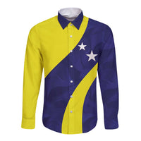 Felis dia di Bandera Curacao Personalized Long Sleeve Button Shirt Curacao Flag Style - Wonder Print Shop