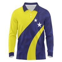Felis dia di Bandera Curacao Personalized Long Sleeve Polo Shirt Curacao Flag Style - Wonder Print Shop