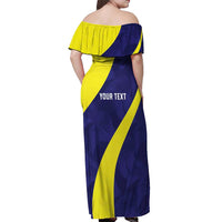 Felis dia di Bandera Curacao Personalized Off Shoulder Maxi Dress Curacao Flag Style - Wonder Print Shop
