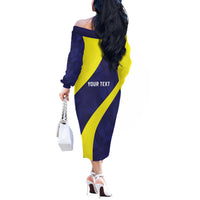 Felis dia di Bandera Curacao Personalized Off The Shoulder Long Sleeve Dress Curacao Flag Style - Wonder Print Shop