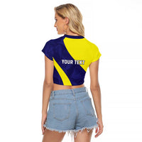 Felis dia di Bandera Curacao Personalized Raglan Cropped T Shirt Curacao Flag Style - Wonder Print Shop