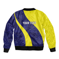 Felis dia di Bandera Curacao Personalized Sleeve Zip Bomber Jacket Curacao Flag Style - Wonder Print Shop