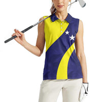 Felis dia di Bandera Curacao Personalized Women Sleeveless Polo Shirt Curacao Flag Style - Wonder Print Shop