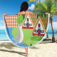 Feliz Dia de Madeira Personalized Beach Blanket Traditional Palheiros Straw-roofed Houses - Wonder Print Shop
