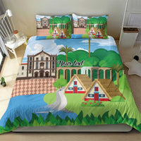Feliz Dia de Madeira Personalized Bedding Set Traditional Palheiros Straw-roofed Houses - Wonder Print Shop