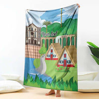 Feliz Dia de Madeira Personalized Blanket Traditional Palheiros Straw-roofed Houses - Wonder Print Shop