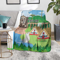 Feliz Dia de Madeira Personalized Blanket Traditional Palheiros Straw-roofed Houses - Wonder Print Shop