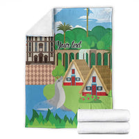 Feliz Dia de Madeira Personalized Blanket Traditional Palheiros Straw-roofed Houses - Wonder Print Shop