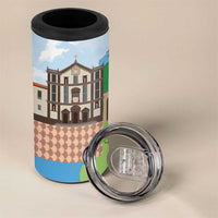 Feliz Dia de Madeira Personalized 4 in 1 Can Cooler Tumbler Traditional Palheiros Straw-roofed Houses - Wonder Print Shop