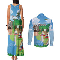 Feliz Dia de Madeira Personalized Couples Matching Tank Maxi Dress and Long Sleeve Button Shirt Traditional Palheiros Straw-roofed Houses - Wonder Print Shop