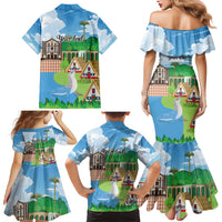 Feliz Dia de Madeira Personalized Family Matching Mermaid Dress and Hawaiian Shirt Traditional Palheiros Straw-roofed Houses - Wonder Print Shop