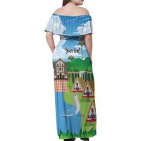 Feliz Dia de Madeira Personalized Family Matching Off Shoulder Maxi Dress and Hawaiian Shirt Traditional Palheiros Straw-roofed Houses - Wonder Print Shop