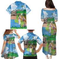 Feliz Dia de Madeira Personalized Family Matching Puletasi and Hawaiian Shirt Traditional Palheiros Straw-roofed Houses - Wonder Print Shop