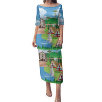 Feliz Dia de Madeira Personalized Family Matching Puletasi and Hawaiian Shirt Traditional Palheiros Straw-roofed Houses - Wonder Print Shop