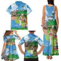 Feliz Dia de Madeira Personalized Family Matching Tank Maxi Dress and Hawaiian Shirt Traditional Palheiros Straw-roofed Houses - Wonder Print Shop