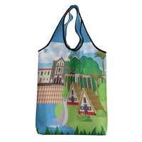 Feliz Dia de Madeira Personalized Grocery Bag Traditional Palheiros Straw-roofed Houses - Wonder Print Shop