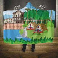 Feliz Dia de Madeira Personalized Hooded Blanket Traditional Palheiros Straw-roofed Houses - Wonder Print Shop