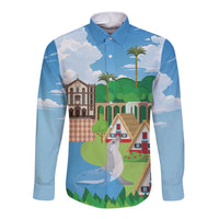 Feliz Dia de Madeira Personalized Long Sleeve Button Shirt Traditional Palheiros Straw-roofed Houses - Wonder Print Shop