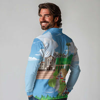 Feliz Dia de Madeira Personalized Long Sleeve Polo Shirt Traditional Palheiros Straw-roofed Houses - Wonder Print Shop