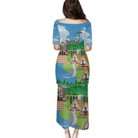 Feliz Dia de Madeira Personalized Puletasi Traditional Palheiros Straw-roofed Houses - Wonder Print Shop