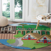 Feliz Dia de Madeira Personalized Round Carpet Traditional Palheiros Straw-roofed Houses - Wonder Print Shop