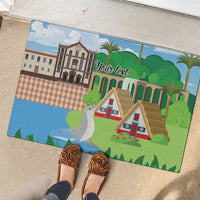 Feliz Dia de Madeira Personalized Rubber Doormat Traditional Palheiros Straw-roofed Houses - Wonder Print Shop
