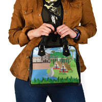 Feliz Dia de Madeira Personalized Shoulder Handbag Traditional Palheiros Straw-roofed Houses - Wonder Print Shop