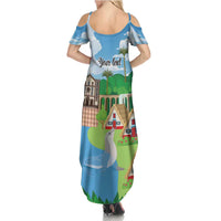 Feliz Dia de Madeira Personalized Summer Maxi Dress Traditional Palheiros Straw-roofed Houses - Wonder Print Shop