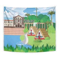 Feliz Dia de Madeira Personalized Tapestry Traditional Palheiros Straw-roofed Houses - Wonder Print Shop