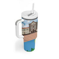 Feliz Dia de Madeira Personalized Tumbler With Handle Traditional Palheiros Straw-roofed Houses - Wonder Print Shop