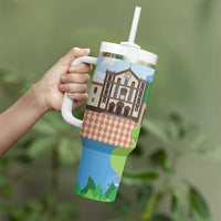 Feliz Dia de Madeira Personalized Tumbler With Handle Traditional Palheiros Straw-roofed Houses - Wonder Print Shop