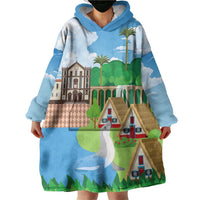 Feliz Dia de Madeira Personalized Wearable Blanket Hoodie Traditional Palheiros Straw-roofed Houses - Wonder Print Shop