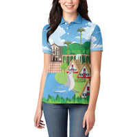Feliz Dia de Madeira Personalized Women Polo Shirt Traditional Palheiros Straw-roofed Houses - Wonder Print Shop