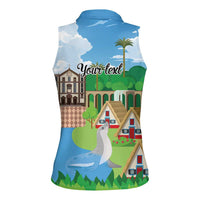 Feliz Dia de Madeira Personalized Women Sleeveless Polo Shirt Traditional Palheiros Straw-roofed Houses - Wonder Print Shop