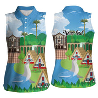 Feliz Dia de Madeira Personalized Women Sleeveless Polo Shirt Traditional Palheiros Straw-roofed Houses - Wonder Print Shop