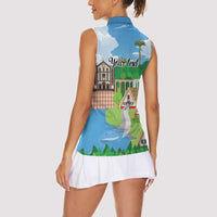 Feliz Dia de Madeira Personalized Women Sleeveless Polo Shirt Traditional Palheiros Straw-roofed Houses - Wonder Print Shop