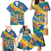 Bird of Paradise Flower Madeira Personalized Family Matching Mermaid Dress and Hawaiian Shirt - Wonder Print Shop