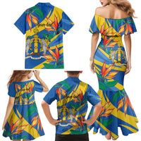 Bird of Paradise Flower Madeira Personalized Family Matching Mermaid Dress and Hawaiian Shirt - Wonder Print Shop
