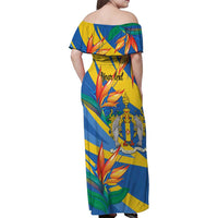 Bird of Paradise Flower Madeira Personalized Family Matching Off Shoulder Maxi Dress and Hawaiian Shirt - Wonder Print Shop