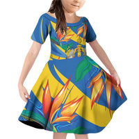 Bird of Paradise Flower Madeira Personalized Family Matching Off Shoulder Short Dress and Hawaiian Shirt - Wonder Print Shop