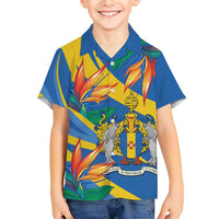 Bird of Paradise Flower Madeira Personalized Family Matching Short Sleeve Bodycon Dress and Hawaiian Shirt - Wonder Print Shop