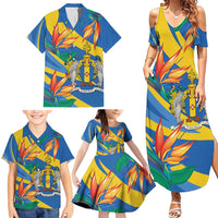 Bird of Paradise Flower Madeira Personalized Family Matching Summer Maxi Dress and Hawaiian Shirt - Wonder Print Shop