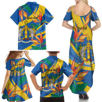 Bird of Paradise Flower Madeira Personalized Family Matching Summer Maxi Dress and Hawaiian Shirt - Wonder Print Shop